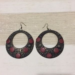 Vintage huge big hoop earrings boho bohemian